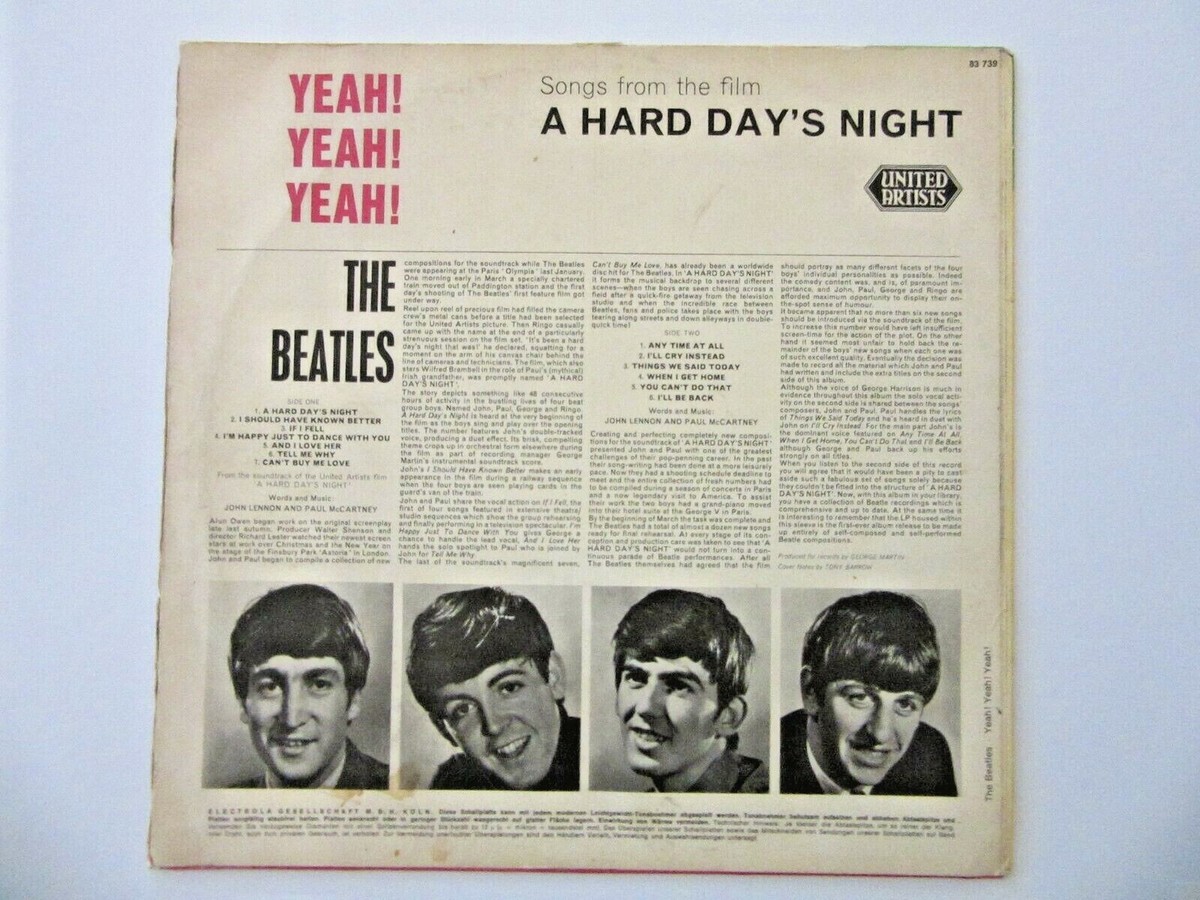 ドイツ盤/ BEATLES A Hard Day's Night The Beatles - A Hard Day's Night Lyrics and Tracklist | Genius