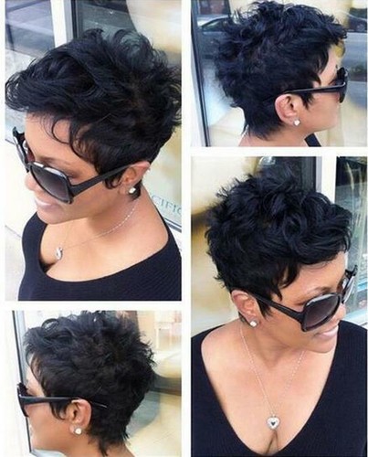 US Short Black Human Hair Wigs No lace Curly Pixie Cut Wigs for Women Glueless - 第 7/11 張圖片