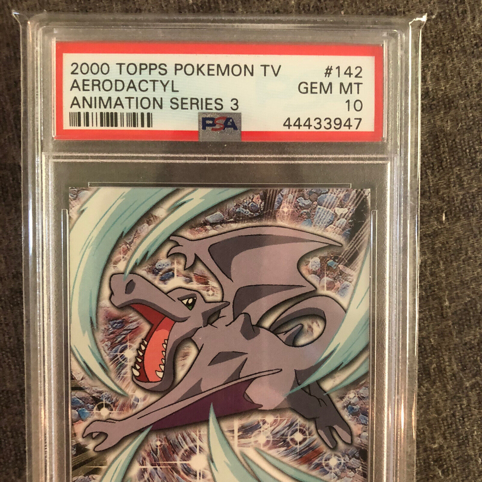 Pokemon Topps TV Series 3 Foil Aerodactyl 142/151 PSA 8