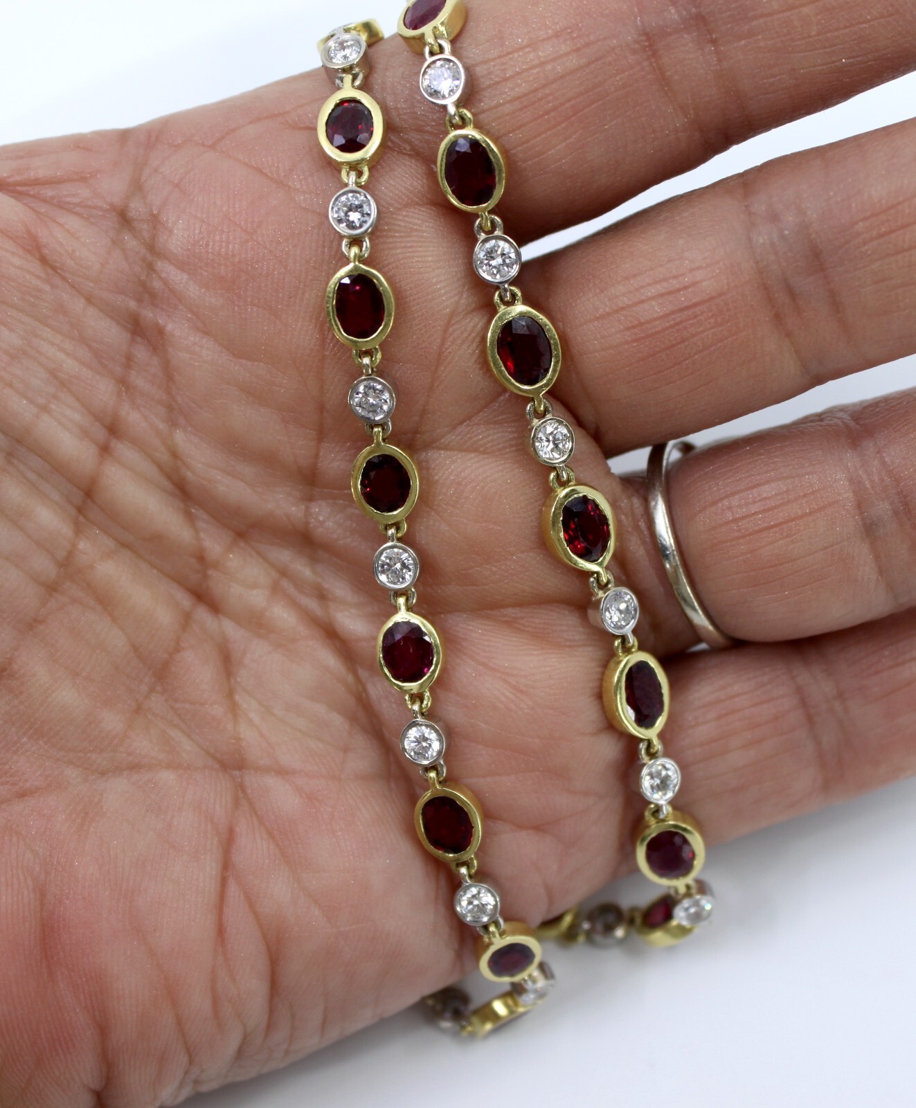 17k Solid Yellow & White Gold Ruby & Diamond Tenn… - image 16