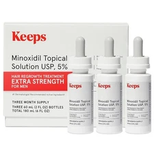 Keeps Extra Strength Minoxidil 3 Month Supply Topical Solution 5% Hair Regrowth