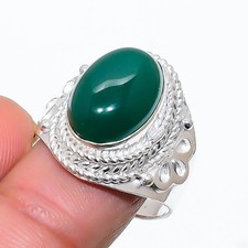 Green Onyx Gemstone 925 Sterling Silver Jewelry All Size Ring For Gift