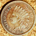 1864 Indian Head Cent (CN) - AU DETAILS, POLIQUIN VAR-25 PLATE (M313)