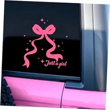 Just A Girl Car Decal Pink Bow Cute Motivation Positive Gifts Car Mirror 