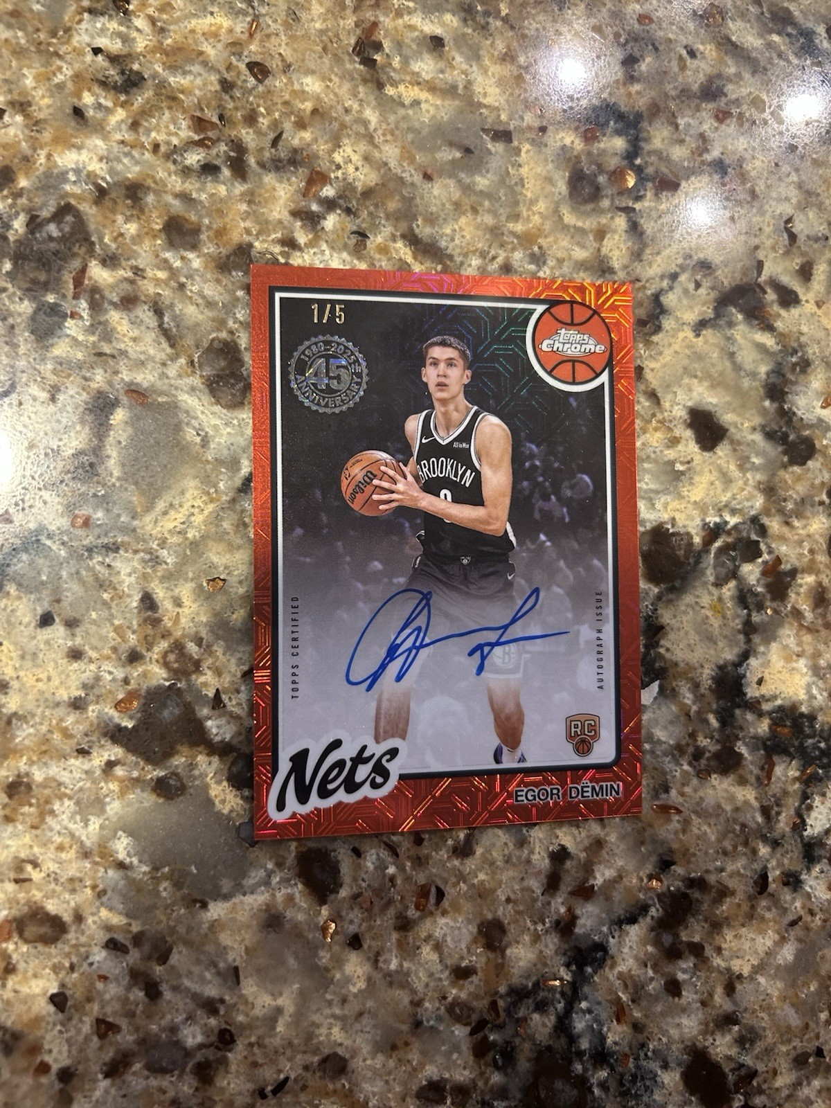 2025/26 Topps Chrome Red Mojo Egor Demin Auto Autograph 1/5 Nets RC Rookie