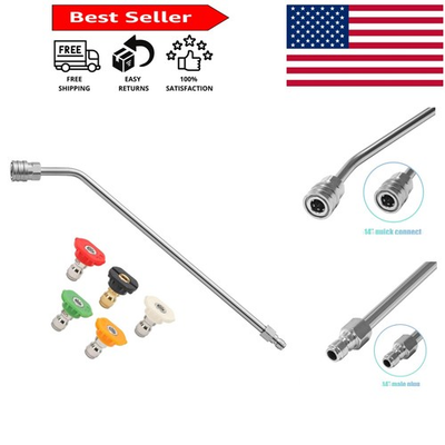 #ad 15 Inch Curved Wand for Pressure Washers Quick Connect Attachment amp; 5 Nozzles $24.29