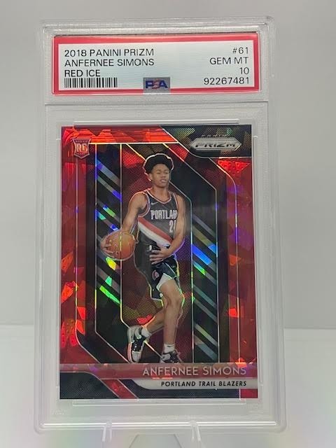2018-19 Panini Prizm #61 - Anfernee Simons - Red Cracked Ice Rookie - PSA 10
