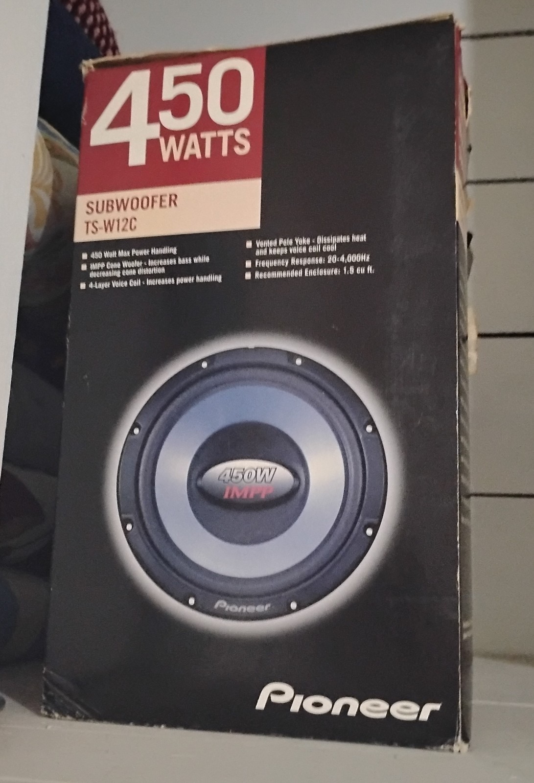 Pioneer TS-W12C 12in Single Voice Coil Car Subwoofer 450W No
