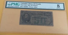 COLOMBIA EL BANCO DEL ESTADO 50 CENTAVOS 1886 ps448 PMG VG 8