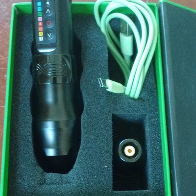 Adjustable Black Pen-Style Tattoo Machine w/ USB Cable in Box