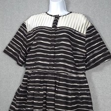 Elliatt Women Small Shirtwaist Mini Dress Black White Stripe Short Sleeve Lace