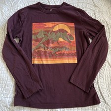 Gap Kids Boys Long Sleeve Dino Graphic T-Shirt Size Large, Organic Cotton
