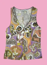 TRINA TURK PRINTED CORBIN Tank TOP Size Small Resort Floral