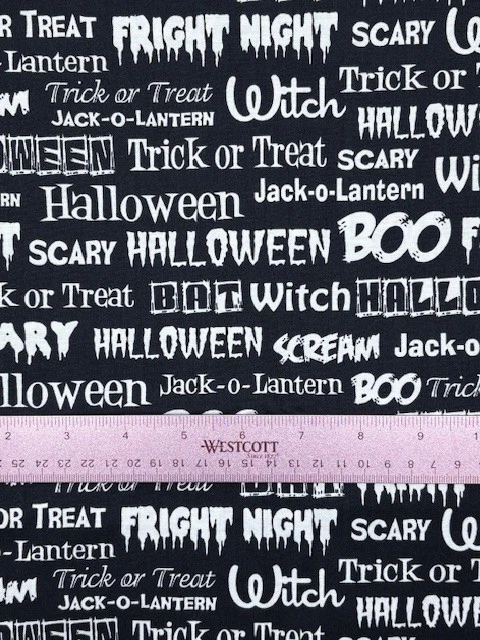 Windham Fabrics Fright Night de Whistlers Studio negro blanco por 44" 33659 Foto 2 de 3