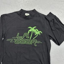 Vintage L.A. Gear T Shirt Mens Small black Long Sleeve Mock Neck USA Made