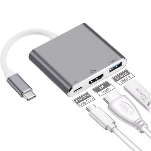 USB 3.1 Typ-C na HDMI USB 3.0 USB-C Adapter AV Multiport 3-w-1 Konwerter 4K - Zdjęcie 5 z 13