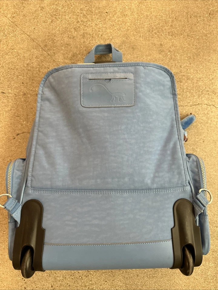 Kipling Rolling Backpack Cloud Blue Jean Nylon Laptop Carry On Wheeled Multi-Zip - Image 2 of 4