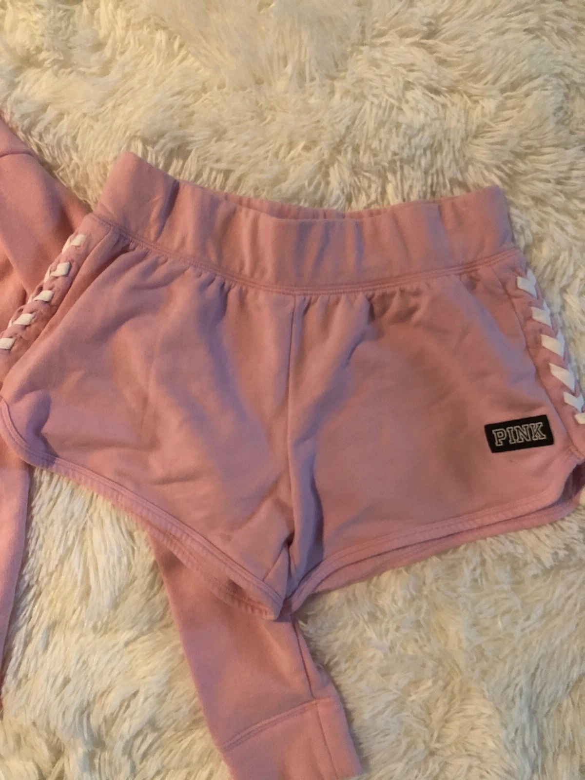 UNDERCOVER Felpa con cappuccio Victoria's Secret ROSA spalle aperte e pantaloncini abbinati XS