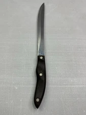 FLAW ** Cutco 1023 Carving Knife Vintage Brown Swirl Handle Made In USA Serrated