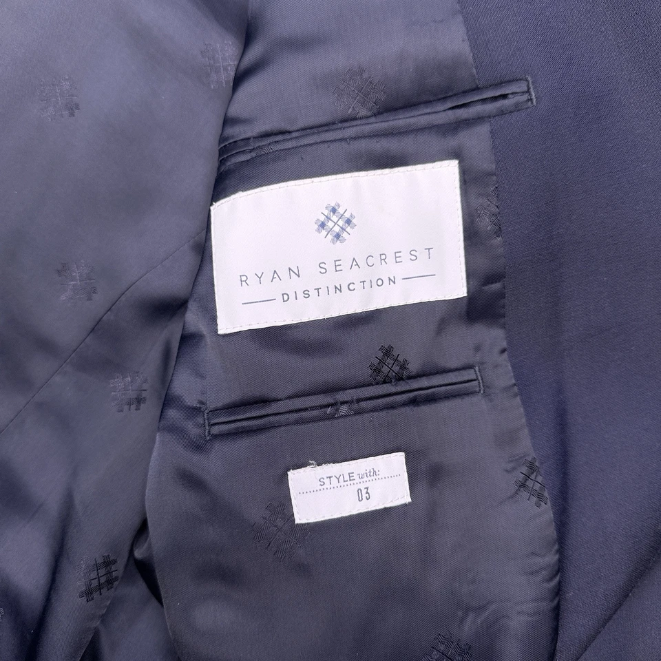 Blazer de lana Ryan Seacrest Suit Jacket 44R azul marino distinción Foto 4 de 4