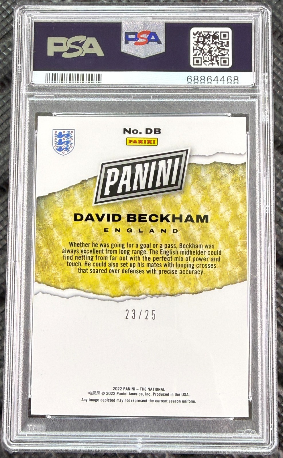 2022 Panini David Beckham National Silver Wave Insert /25 PSA 10 England #DB Gem view 2