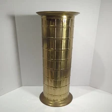 VTG MCM Hammered Brass Umbrella Stand Made in England 19” tall