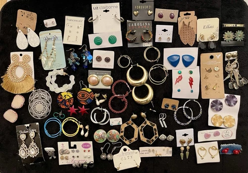 70+ Pair Earrings Lot Costume Jewelry Vtg Retro To Now