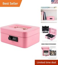 Medium Cash Box with Combination Lock Safe Metal Money Box with Money Tray fo...