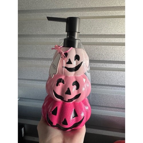 Halloween Pumpkin Soap Dispenser Set Pink Ombre Decor New