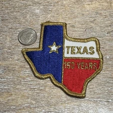 Vintage Texas 150 Years Sesquicentennial Embroidered Patch With Gold Thread 2.5"