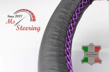 FOR TOYOTA T100 93-99 BLACK LEATHER STEERING WHEEL COVER PURPLE STITCH