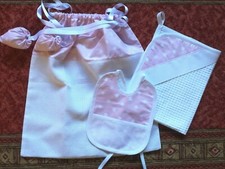 SET NASCITA con aida X ricamo punto croce sacca PON PON bavetta asciugamano foto