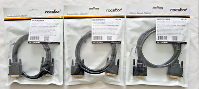 Lot of 3 ROCSTOR DVI-D Single Link Video Cables M/M 3ft/1m - Y10C186-B1