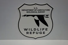 WILDLIFE REFUGE US DEPARTMENT OF AGRICULTURE SIGN ENAMEL COAT 14" BY 14"