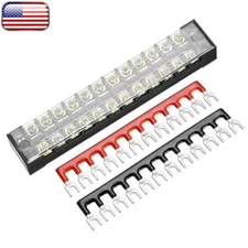 1Set=600V 15A 12P Double Row Wire Barrier Terminal Block With 2 Connector Strips
