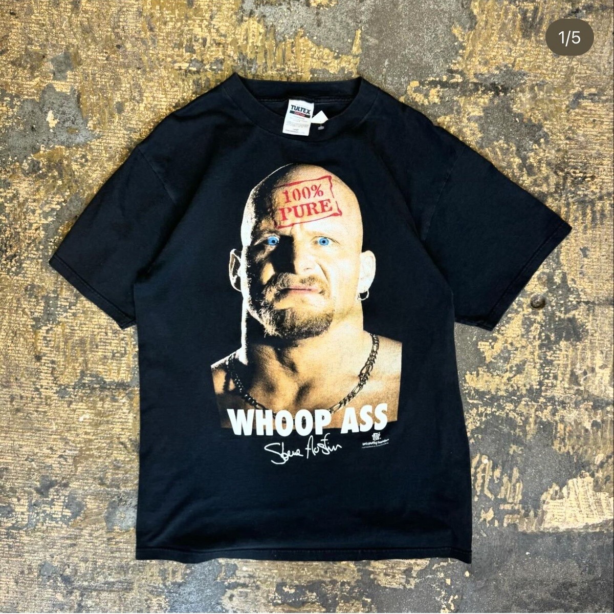 VTG WWF Stone Cold Steve Austin 100% Pure Whoop Ass T-Shirt Black