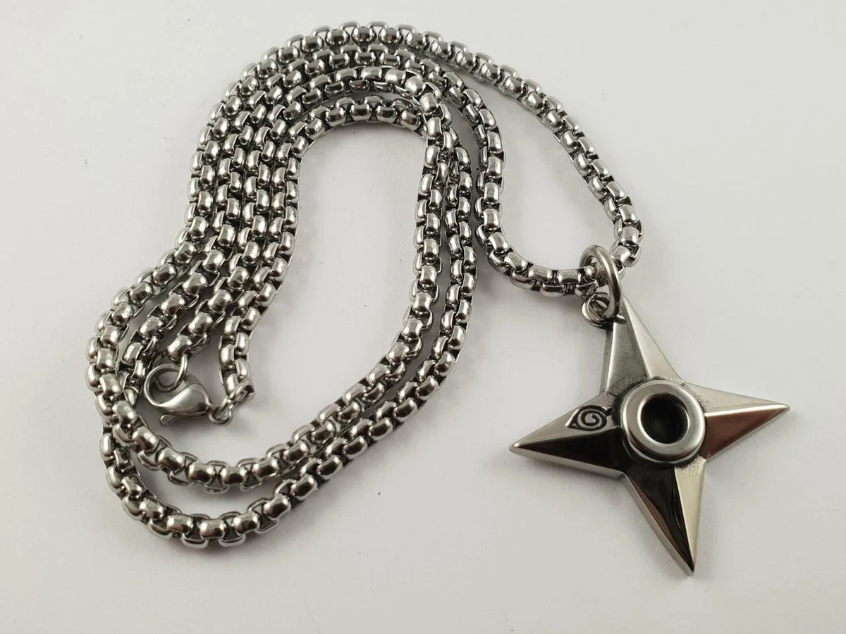Stainless Steel Ninja Star biker pendant and necklace chain Ninjitsu Shuriken