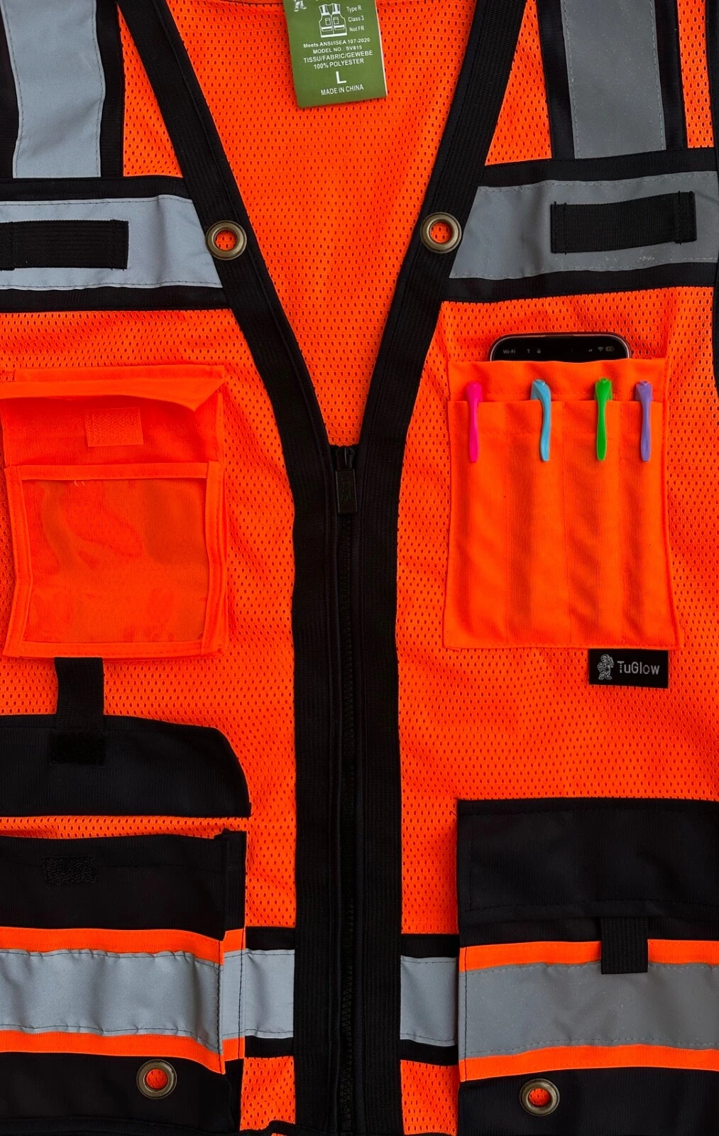 Super Duty Orange Mesh High Visibility Safety Vest,  Class 3, Type R image 6
