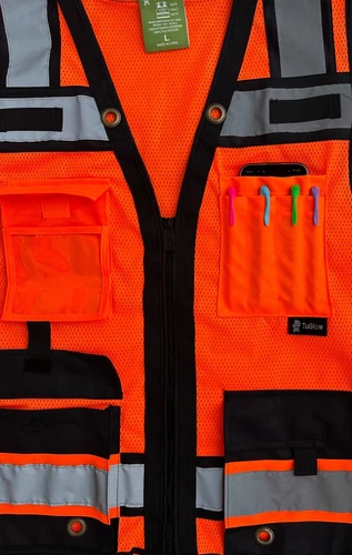 Super Duty Orange Mesh High Visibility Safety Vest,  Class 3, Type R image 6