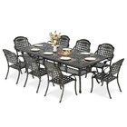 9 Piece Patio Dining Furniture Set, Cast Aluminum Dining Table Stackable Chairs