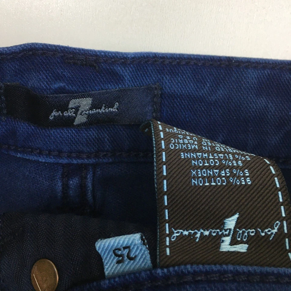 7 ДЛЯ ВСЕГО ЧЕЛОВЕЧЕСТВА женщин sz 25 синий незаконченный Fray кромки отрезать джинсовые шорты - Изображение 2 из 4