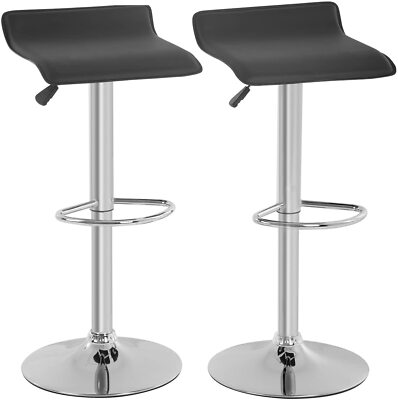Bar Stools Set of 2 PU Leather Adjustable Swivel Counter Height Dining Chair