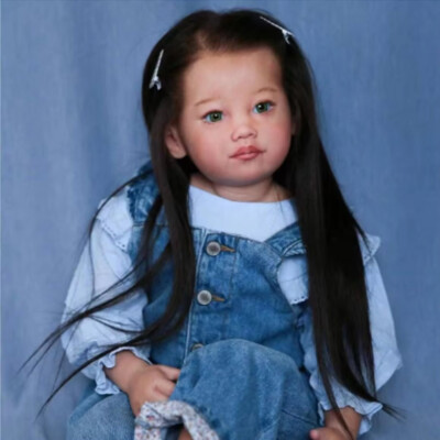 30'' Finished Reborn Doll Assembled Toddler Girl Long Brown Hair Rooted Handmade