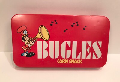 Vintage General Mills Bugles Corn Snack Collectible Tin Pencil Case Red Japan