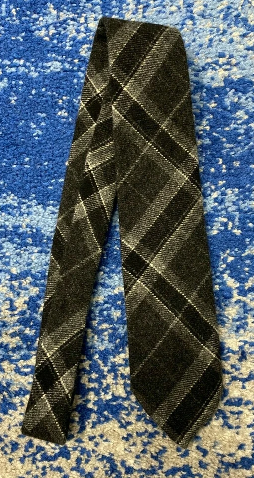 Corbata Polo Ralph Lauren Gris Negro Off-White Sesgada a Cuadros 100% Cachemira EE. UU. Foto 2 de 4