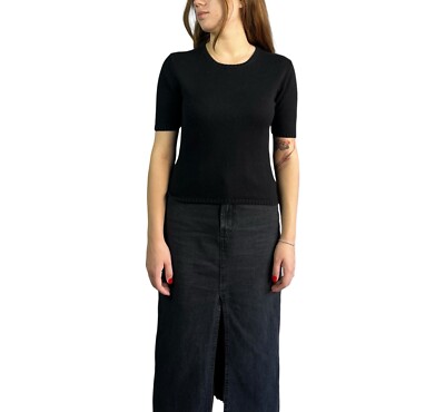 Gc Fontana Cashmere Women's T-Shirt Short Sleeve Pullover Black Size M 