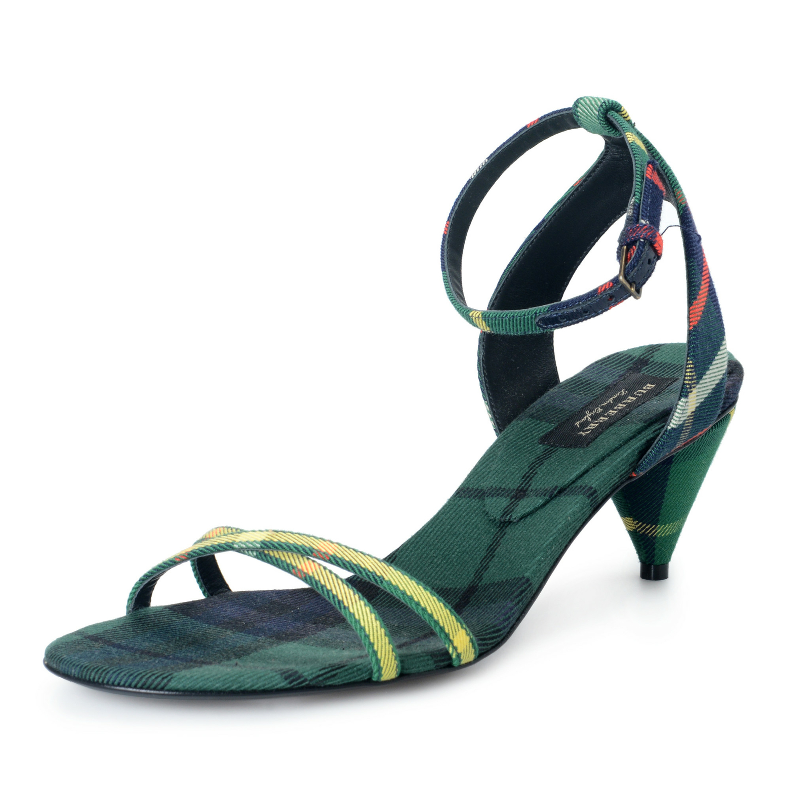 BURBERRY London Женские парусиновые босоножки на каблуке с ремешком на щиколотке в клетку 5.5 9