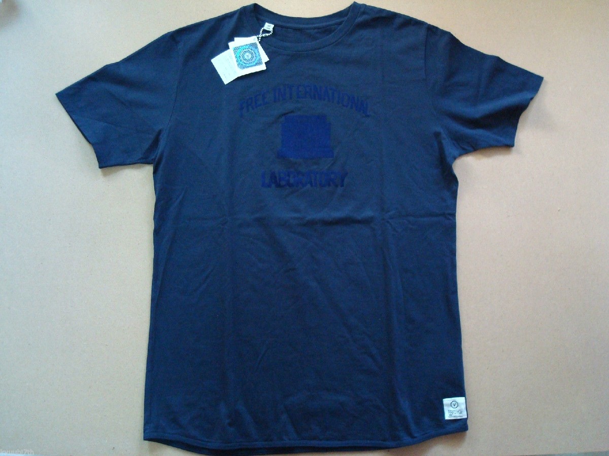 VISVIM FIL JUMBO ロゴプリントTシャツ クルーネック　NAVY Visvim FIL logo T-Shirt, $300+ made in Japan Visvim japan FIL