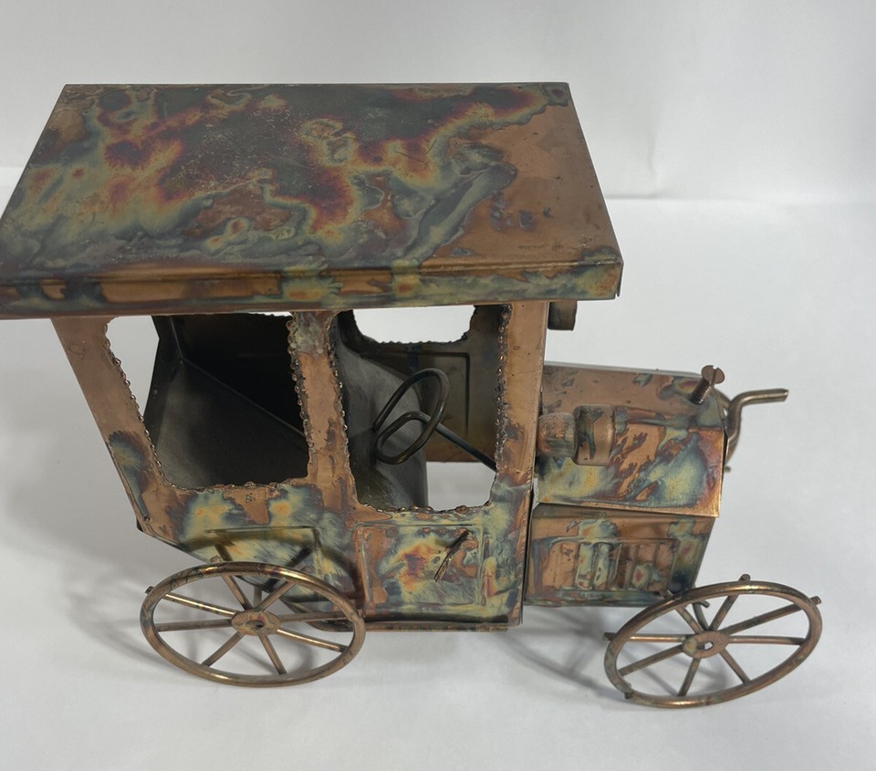 MODEL T FORD Copper Metal Car Music Box Happy Days Are Here Again Wind