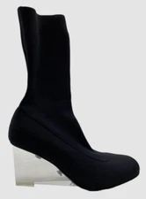 Alexander McQueen Women's Black Stretch Knit Ankle Boot Right Shoe Only Size 38